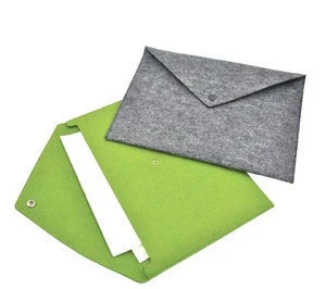 China supplier OEM wholesale eco-friendly washable and button design felt material file pocket file bag for student and workers