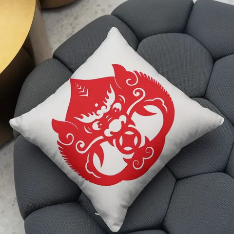 Chinese window flowers, paper-cut patterns, festive, comfortable, breathable, living room sofas, hospital pillows, pillowcases