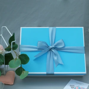 Christmas black wine packaging hard squar box wedding gift box with ribbon bow