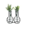 Classic 2 linked glass vase metal stand floral flower vase