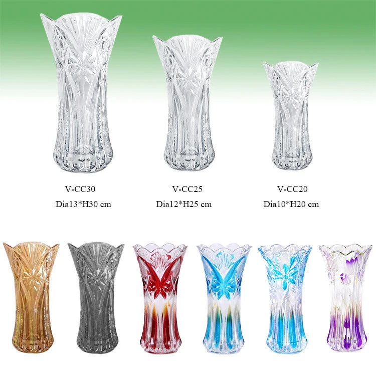 Classic Trophy Floreros Decorative Beaded Crystal Colored Glass Vases For Home Decor