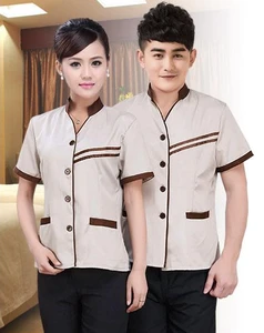 Cleaning service hotels overalls short-sleeved summer clothing cleaning staff cleaning rooms restaurant uniforms 100% polyester