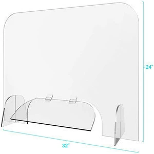 Clear Perfection Reception Side Sale Counter Protection Screen Acrylic Sneeze Guard Shield with the door