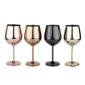 Color Shatterproof Wine Goblet Cup Stainless Steel Stemmed Martini Cocktail Glasses For Wedding Party