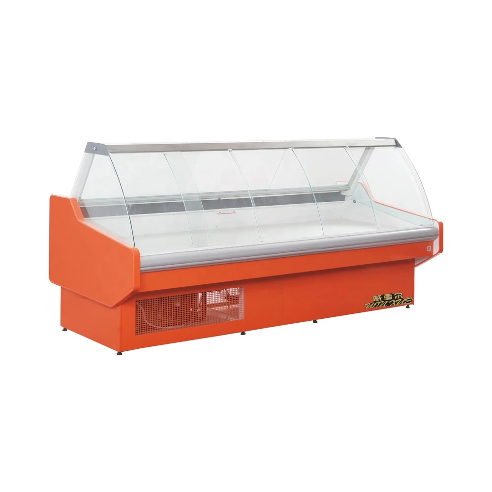 commercial refrigerated refrigerator glass case for fresh meat and cooked food/fruit deli display cases