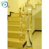 Crystal or acrylic column pillar for stair railing handrail with stainless steel fittings / glass railings with led lamps