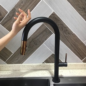 cupc approved Pull Down Automatic Smart Touch Sensor Black Kitchen Faucet