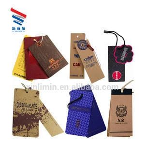 Custom garment jeans cloth stickers tags recycled brown kraft paper hangtags with eyelet