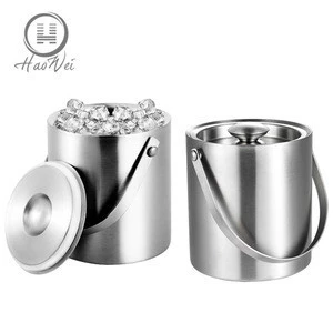 Custom logo 2L&amp;3L double wall barware tools 18/8 stainless steel ice bucket