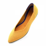 Custom Logo Breathable Knitted Pointed Toe And Shallow Mouth Recycle Yarn Womens Knit Flat Shoes