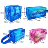 Custom Logo Travel Transparent Blue Yellow PVC Washing Storage Zip Cosmetic Pouch Clear Beauty Makeup Bags for Women