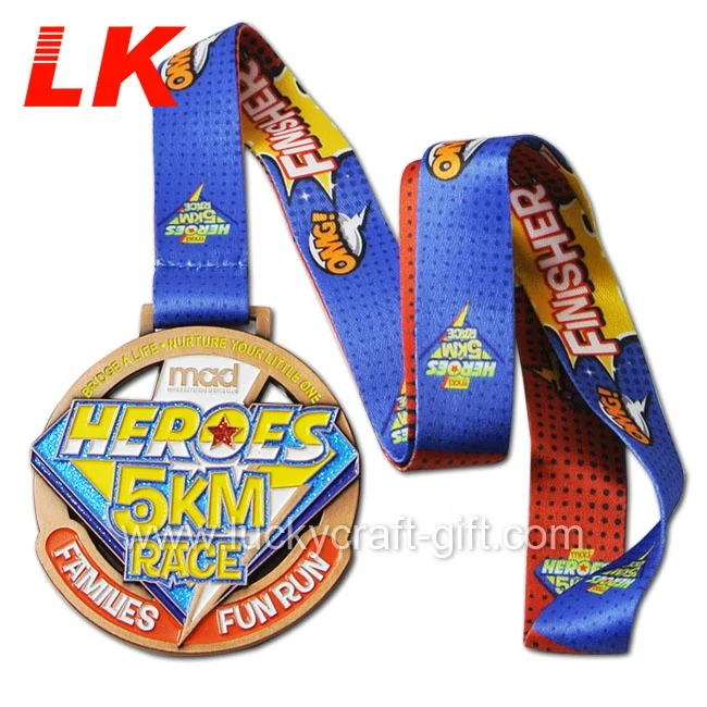 Custom Logo Zinc Alloy Run Race Marathon Color Fiesta Sports Medals