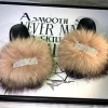 Custom Luxury Fox Fur Fuzzy Sandals Furry Soft Flat Sole Indoor Outdoor Real Raccoon Diamond Fur Slides Bling Slippers for Women