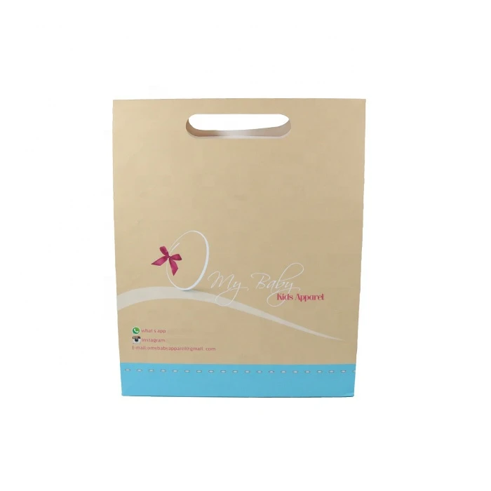 Custom paper shopping bags Luxury laminated art paper bag with cut out handle