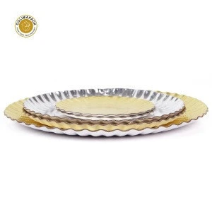 Custom printed disposable paper dish plates christmas gold and silver foil paper plates bulk