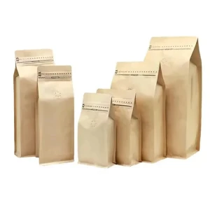 Custom Printed Side Gusset Coffee Bags 250g 500g 1000g Kraft Paper Coffee Bags With Valve And Zipper flat bottom coffee bag