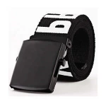 Custom Wholesale Mens Colorful Letter Logo Printed Flip-Top Cotton Fabric Canvas Web Belt