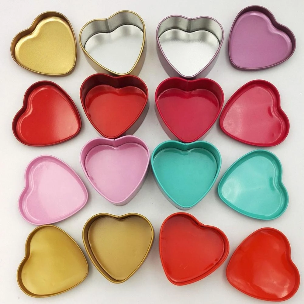 Customizable logo heart-shaped tinplate can candy box for Wedding Supplies / Solid color candy box for party gift