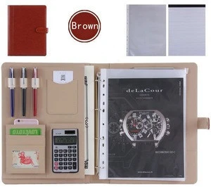 Darhope high quality custom PU Multifunctional A4 loose-leaf binder notebook leather book cover