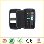 Dark Blue Rectangular PU Carrying Case Bag Travel Organizer Carrying Hard Case Storage Bag for MP3/MP4 Bluetooth Earphone