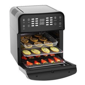 digital control grill &amp; air fryer for 3 layer cook, air fryer oven 12L with visible window