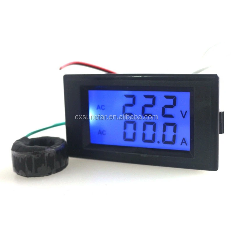 Digital Voltmeter Ammeter AC220V 300V 100A Voltage Ampere Meter Current Tester With Blue LCD Display with CT Coil