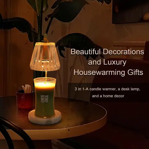 Dimmable With Timer Crystal Glass Design Marble Lamp Holder Candle Lamp