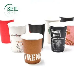 Disposable Coffee Paper Cup with Lid / Custom Logo Print Available / Compostable Printing Cup For Hot Drink