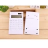 Dual Power Crystal Button Ultra Thin Simple White Solar Office Calculator