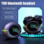 Ear Earphones Tws Y80 Touch Earbuds TWS with LED Headset Sports In-Ear Stereo Headphone Sport Earphone Headset