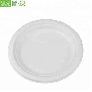 Easy Green Natural Pulp 6inch Round Food Container White Custom Made Paper Bio Plate Sizes