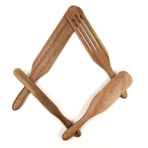 Eco-friendly Kitchen Bamboo Non-stick Utensil Acacia Wood Spatula 4 Piece Cooking Salad Stirring Tools Spurtle Cookware Set