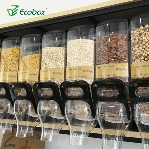 Ecobox Foods Wholesale Store Dry Fruit Bin Bulk Food Candy Cereal Dispenser Gravity Bin Nuts Plastic Dispenser For Nuts