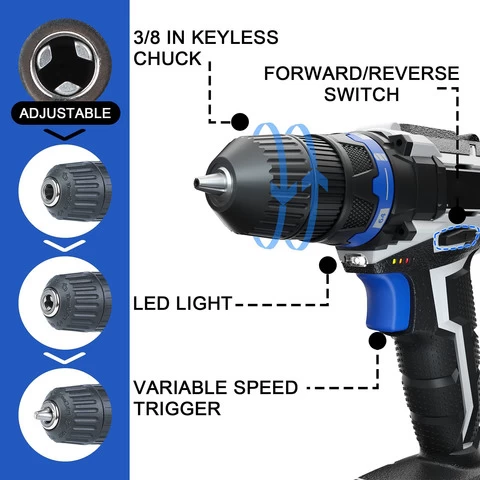 electric angle drill power tool portable  cordless impact brushless drill