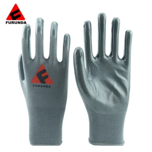 EN388 13 gauge polyester liner nitrile coated  construction garden Safety Work hand gloves for garden household