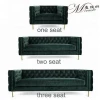 Factory Customized Hotel Lobby Luxury Chesterfield Sofa Velvet ButtonTufted Black 1/2/3 Seat Couch For Living Room sofa set