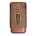 Factory Price Customized Logo Packaging Cigar Leather Case (Hold 3 Pieces Cigars)
