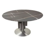 Factory sells modern  black patterned glass tops and metal  round dining tables ,dining room furniture