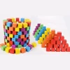 Factory supply multicolor wooden square cube for kids /100pcs wooden building blocks/Wooden Color Cubes 100pcs