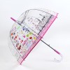 Factory wholesale strong windproof transparent clear dome umbrella with city girl print edge
