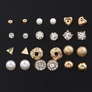 Fashion Gold Zircon Earring Crystal Stud Heart Triangle Pearl Earrings For Women Wholesale NS2018012
