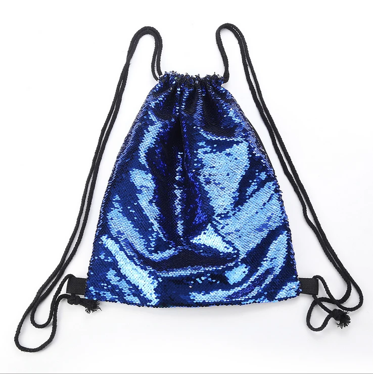 fashion mermaid double colored sequined double shoulder backpack women&#x27;s dazzle outdoor smoking rope bag