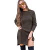 Fashion New Design Round Neck Long Sleeve Side Sexy Pullover Sweater Polyester Cotton Dress Women Girl Sweater