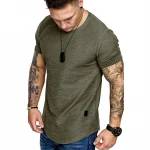 Fashion Solid Color Stylish T Shirt Men Cotton Gym Wear Short Sleeve White Mens T-shirts