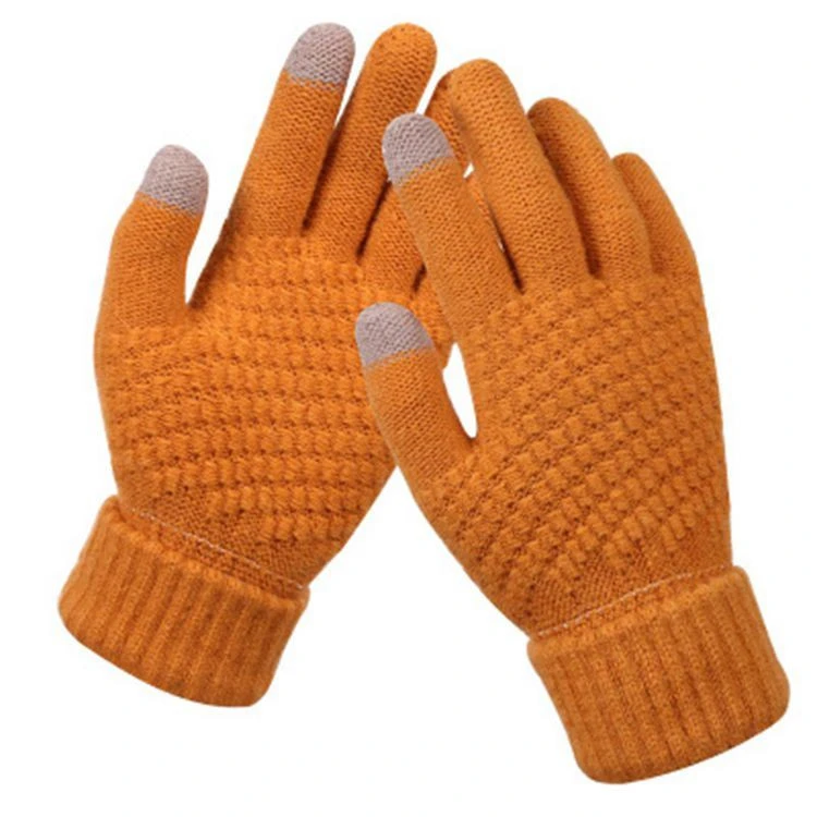 Fashion Women Men Winter Gloves Touch Screen Warm Stretch knitted Mittens Full Finger Gloves