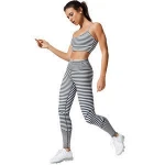 Fashion Yoga Wear Set Stripe Sublimation Printed Fitness Leggings For Women