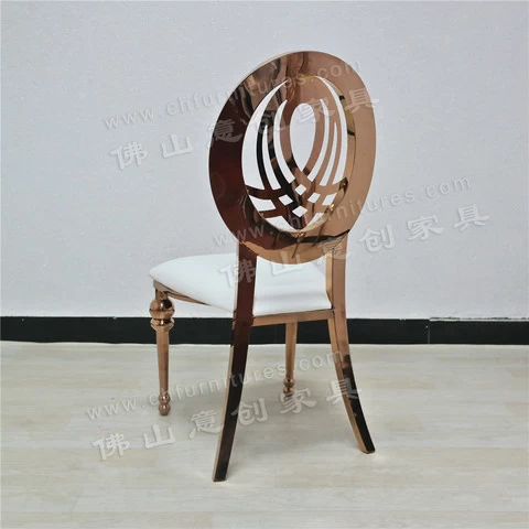 Fashionable Modern Rose Gold Hotel Banquet Wedding Stainless Steel Dining Chair
