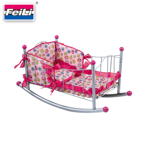 Feili toys Rocking Cradle Set Dolls Furniture Accessories Pretend Play set girls toys