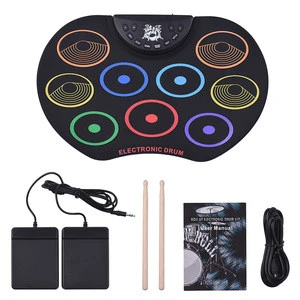 Flexible Completely Portable Electronic Drum Set Roll Up Drum Practice Pad with Headphone Jack