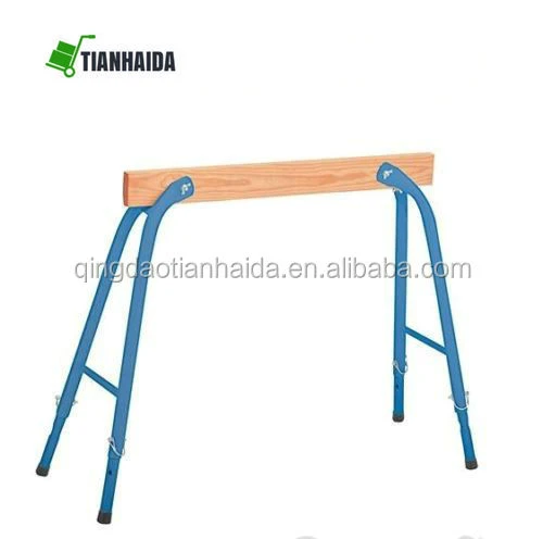 Fold Down Work/Garage/Workbench Telescopic Legs Wooden Boards Steel Trestle Stand Sawhorse
